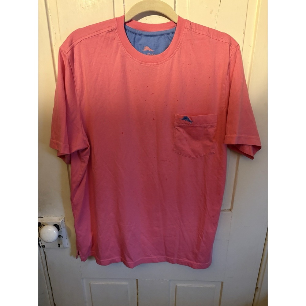 Tommy Bahama Pink Crewneck Teeshirt Mens M Pullover Minimalist‎ Streetwear